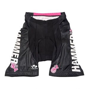 Voler Hammer Nutrition Black White and Pink Padded Cycling Shorts Size Medium